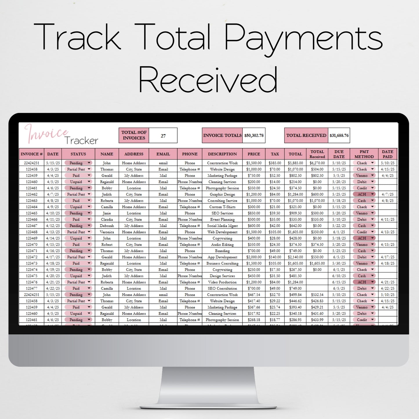 Invoice Tracker Template Google Sheets and Excel Spreadsheet