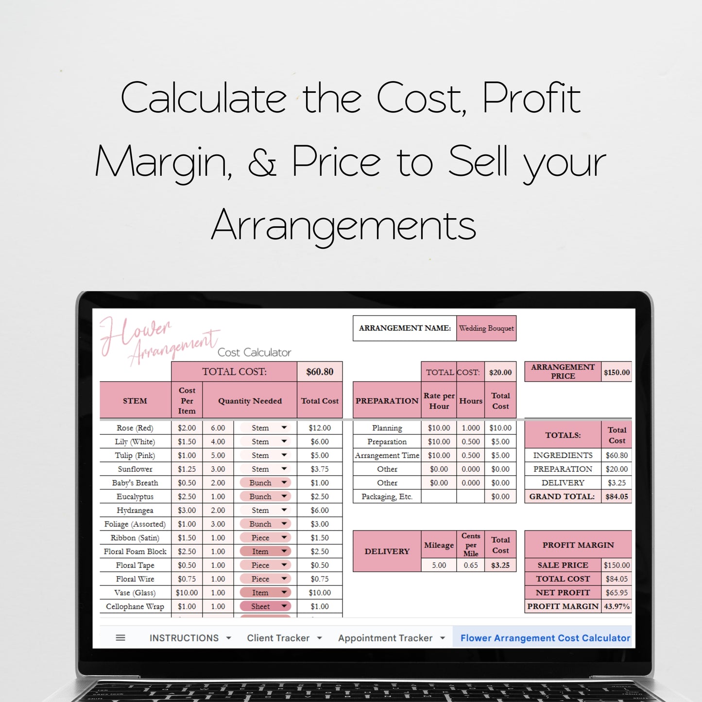 Florist Business Planner Template Bundle Google Sheet and Excel Spreadsheet