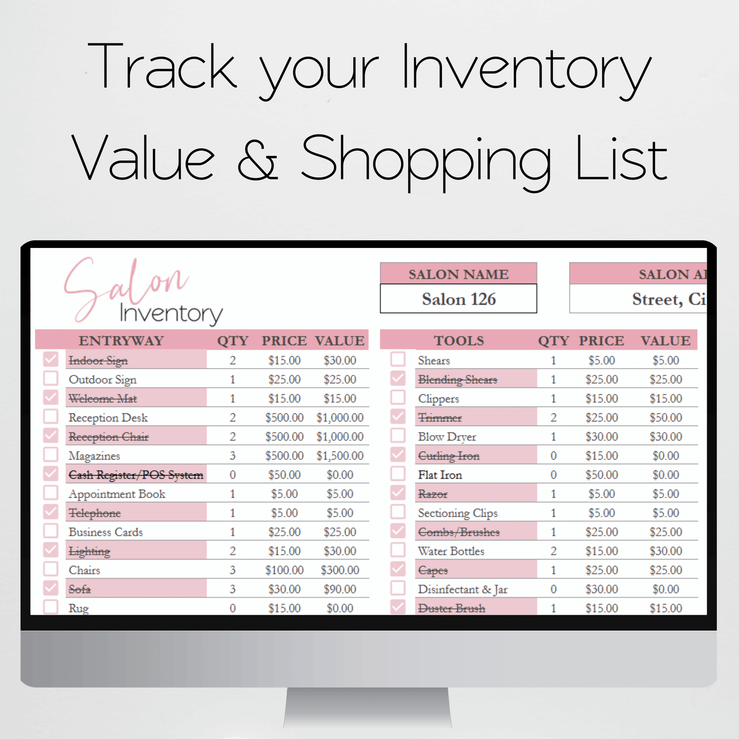 Hair Salon Business Bundle Template Google Sheets Excel Spreadsheet