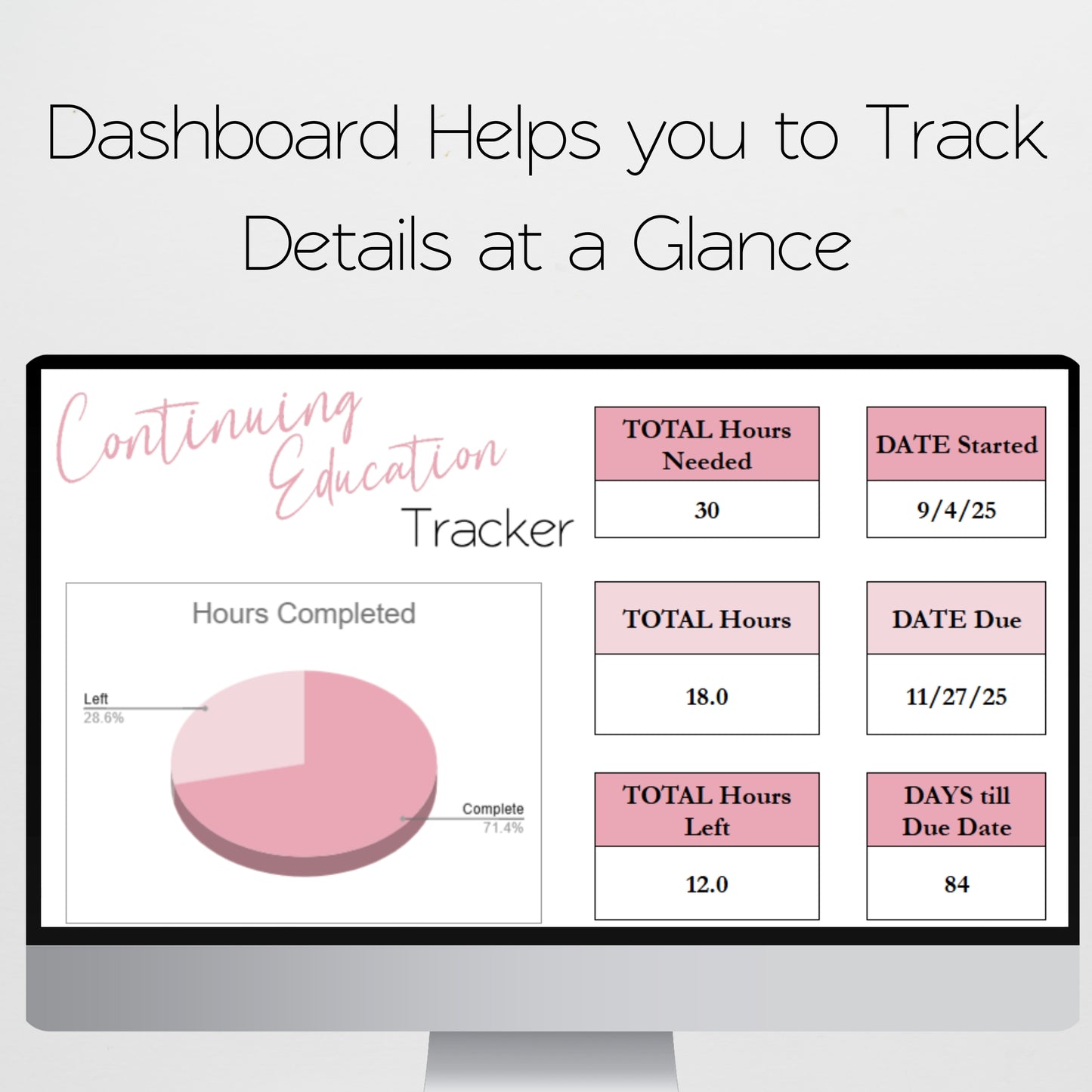 Continuing Education Tracker Template Excel Spreadsheet and Google Sheets
