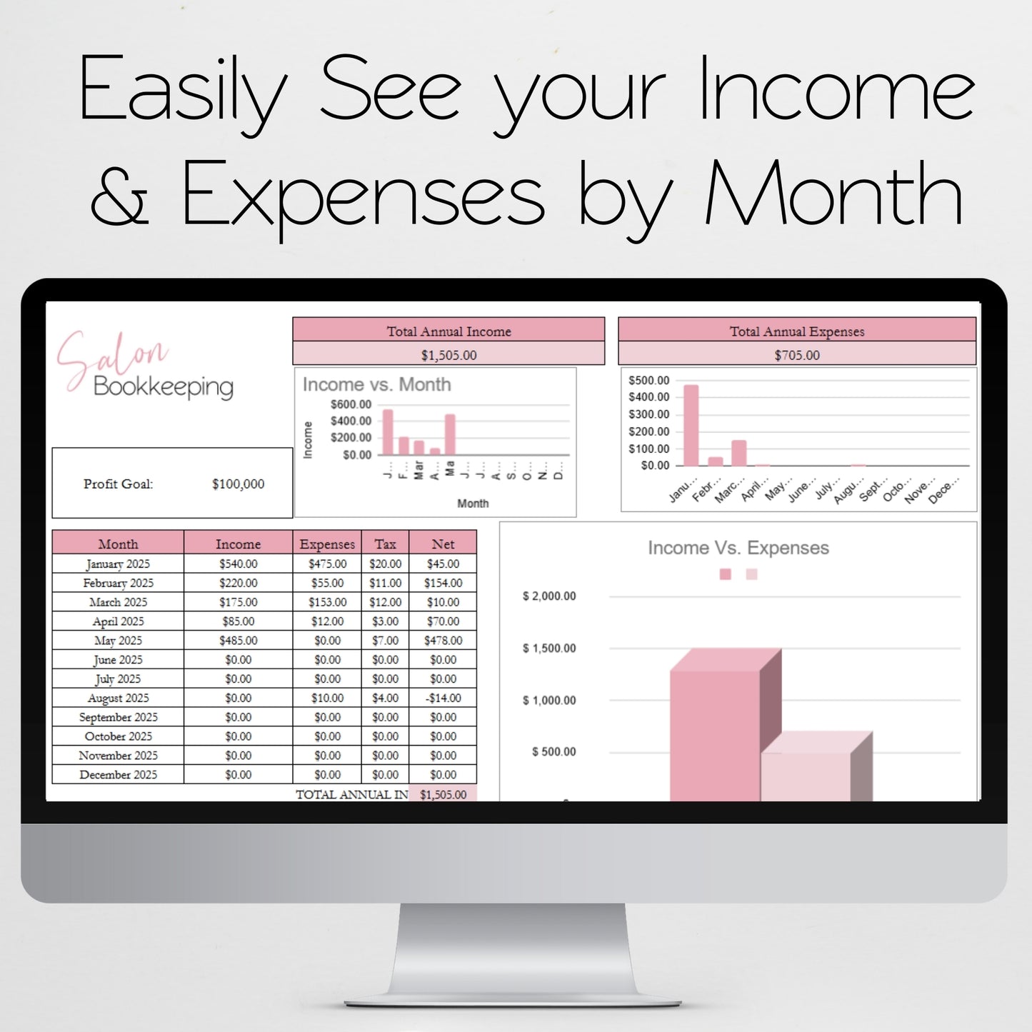 Salon Bookkeeping Template Spreadsheet Google Sheet
