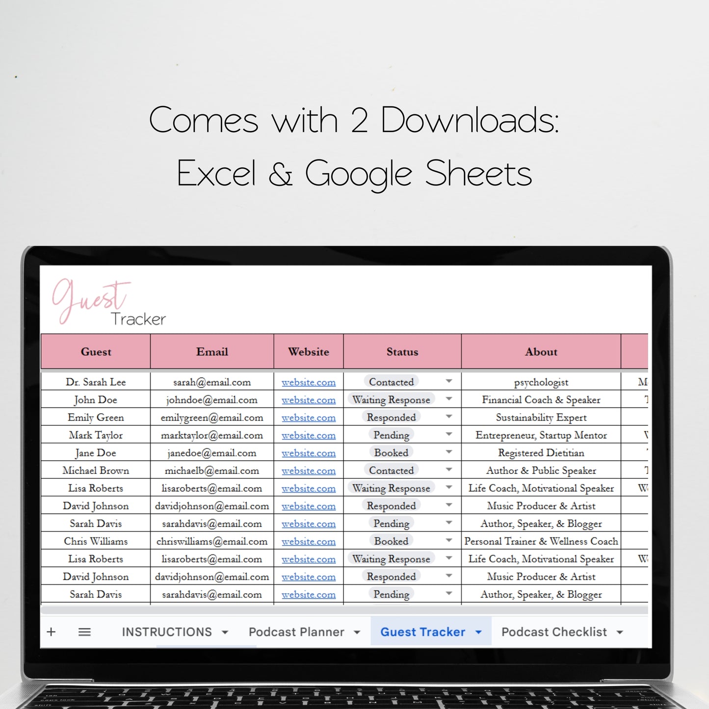 Podcast Planner Template Google Sheets