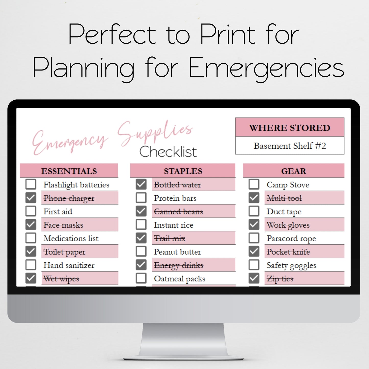 Emergency Supplies Kit Checklist Spreadsheet Template Google Sheets and Excel Spreadsheet