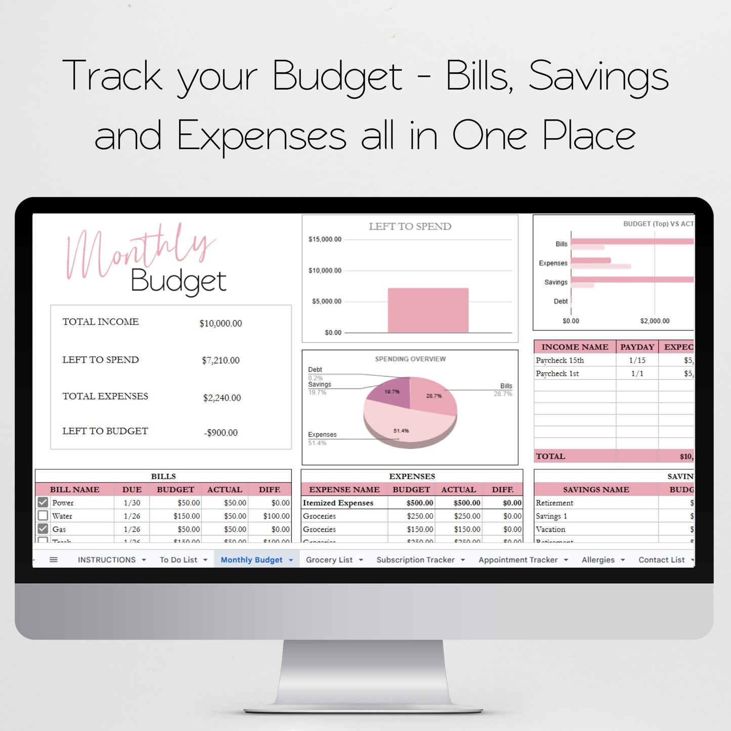 Home Management Bundle Template Google Sheets and Excel Spreadsheet