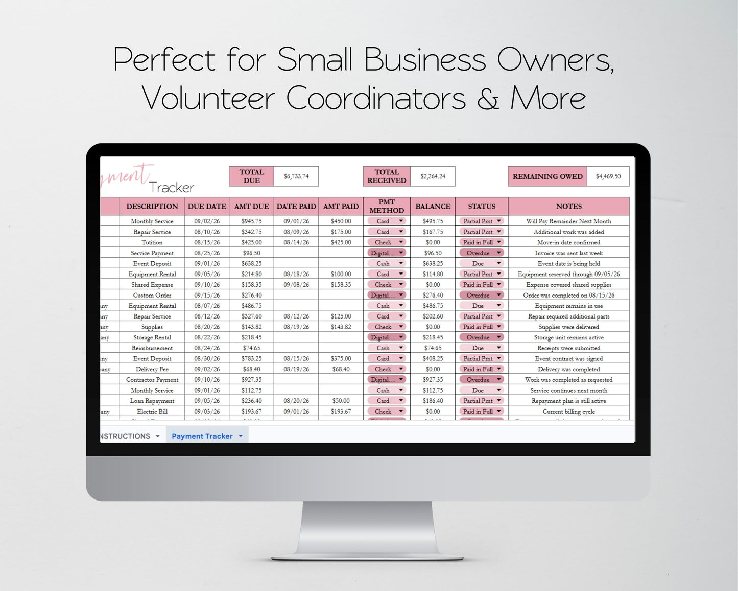Payment Tracker Template Google Sheets Excel Spreadsheet