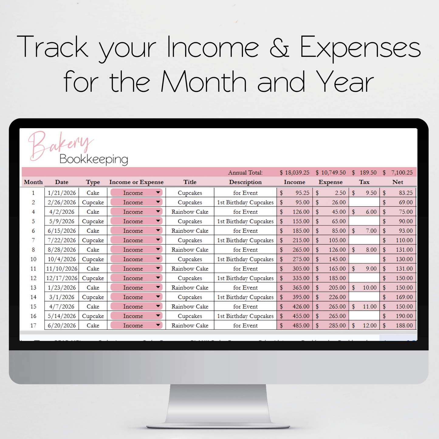 Bakery Business Template Bundle Google Sheet and Excel Spreadsheet
