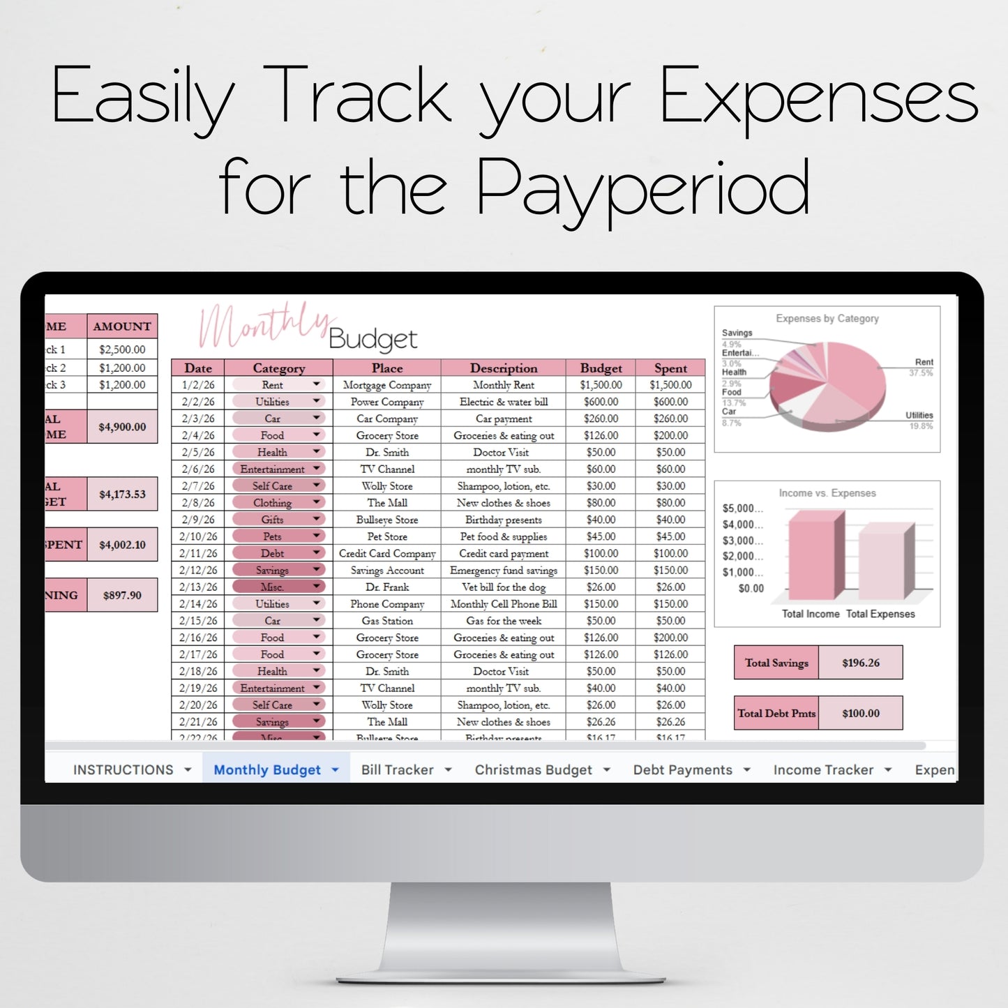Monthly Budget Template Google Sheets and Excel Spreadsheet