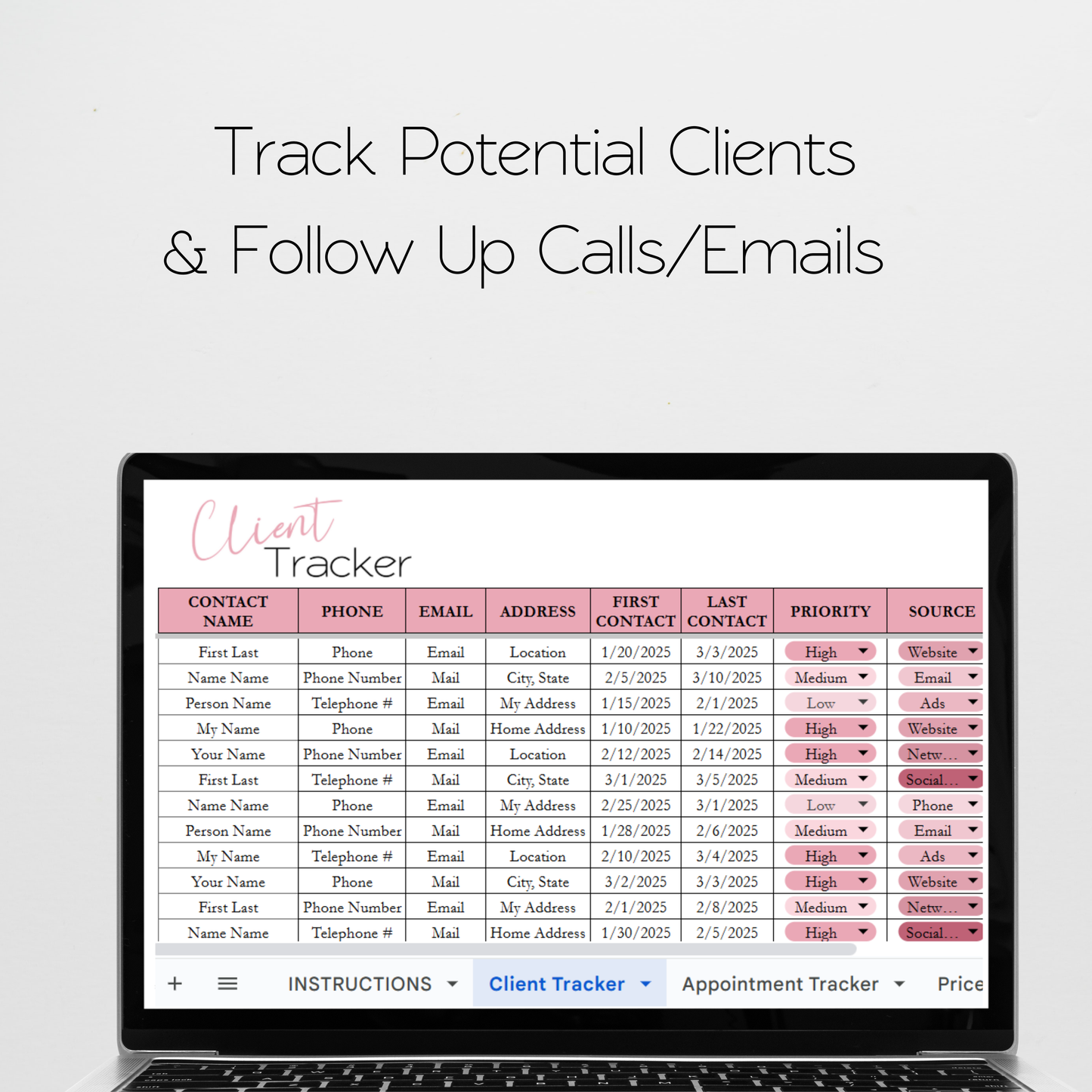 Photography Planner Template Bundle Google Sheet and Excel Spreadsheet