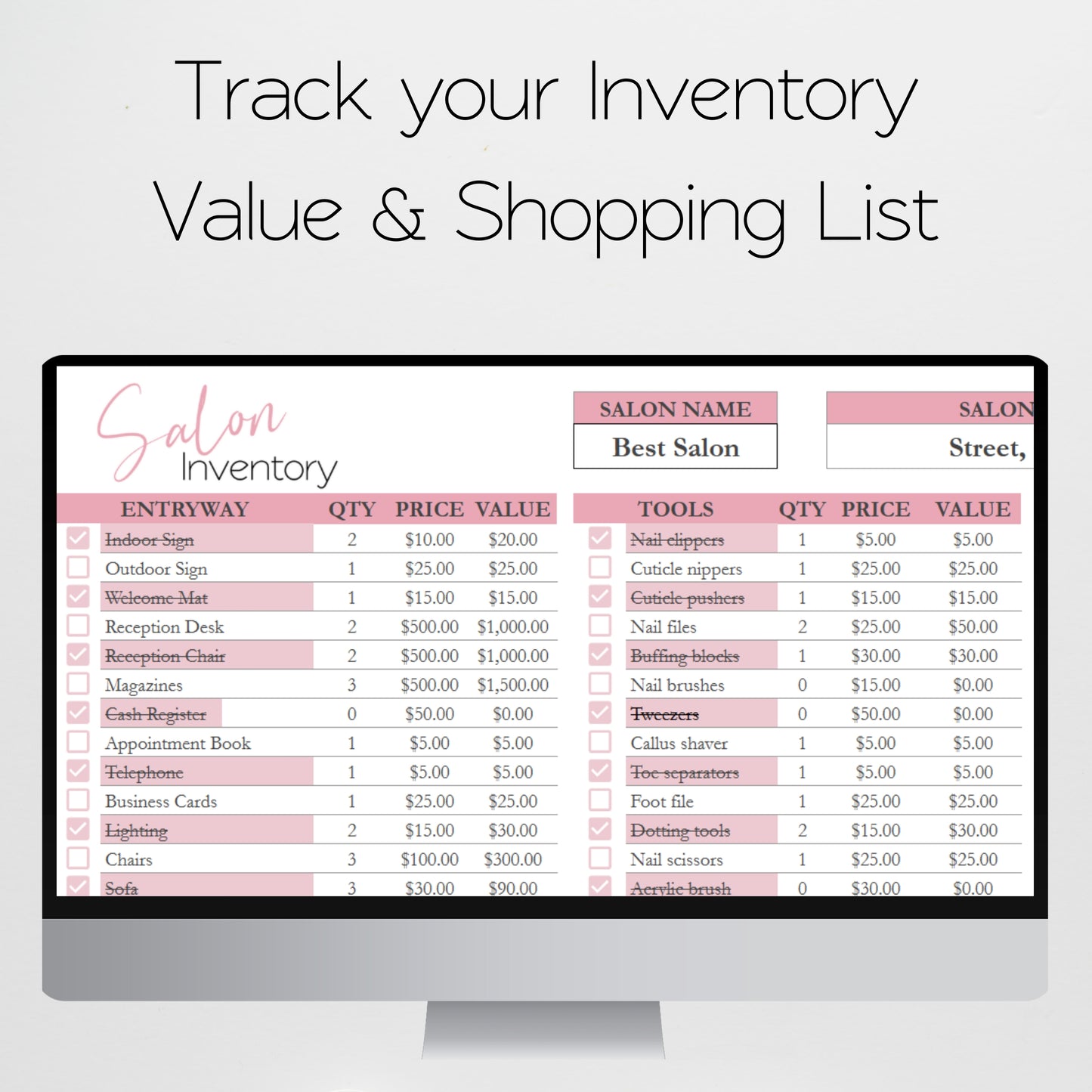 Nail Salon Business Template Bundle Google Sheet and Excel Spreadsheet