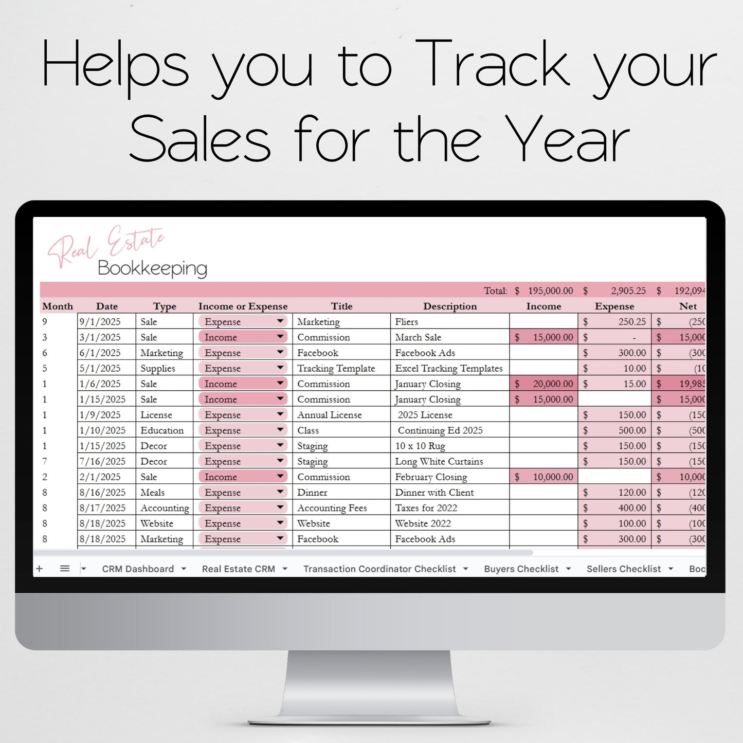 Real Estate Bookkeeping Template Google Sheets Excel Spreadsheet