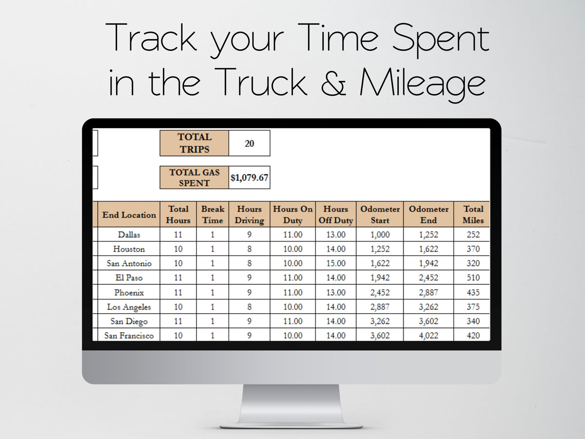 Trucker Log Sheet Template Google Sheets and Excel Spreadsheet – Savvy ...