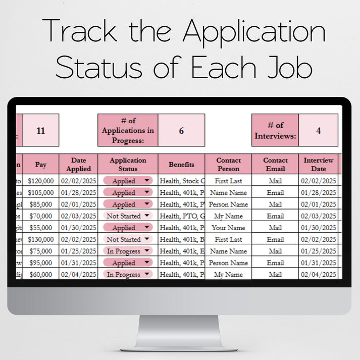 Job Application Tracker Excel Spreadsheet and Google Sheets Template ...