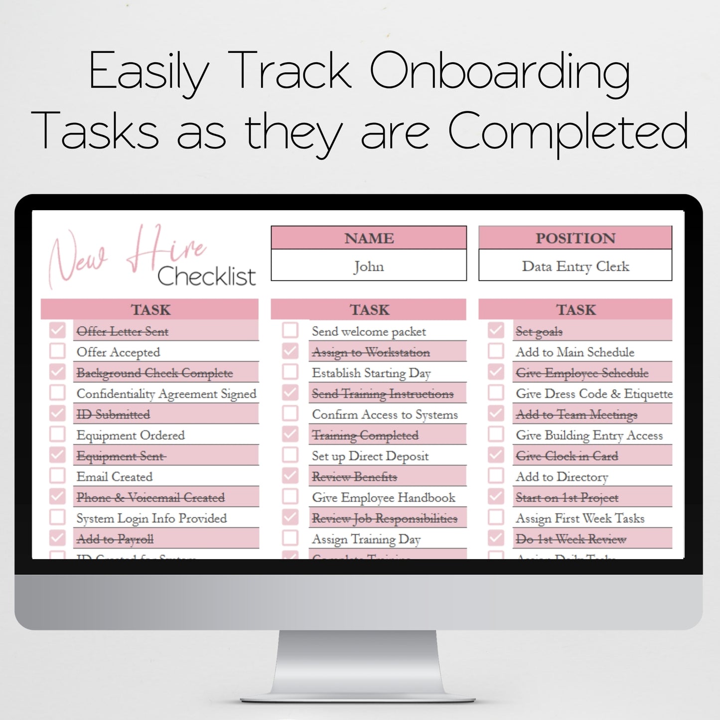 New Hire Checklist Template for Google Sheets and Excel Spreadsheet