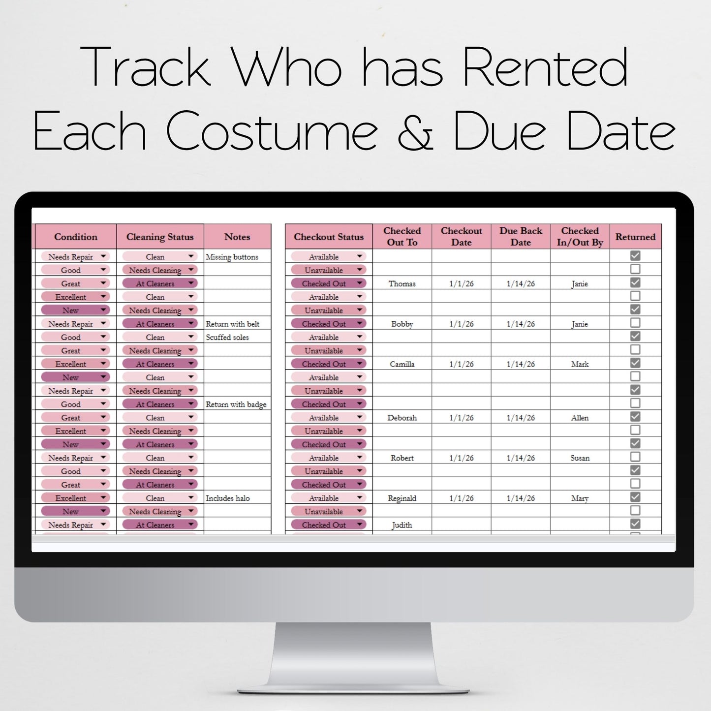 Costume Inventory Tracker Template for Theatre, Cosplay & Halloween | Prop & Rental Log for Google Sheets & Excel
