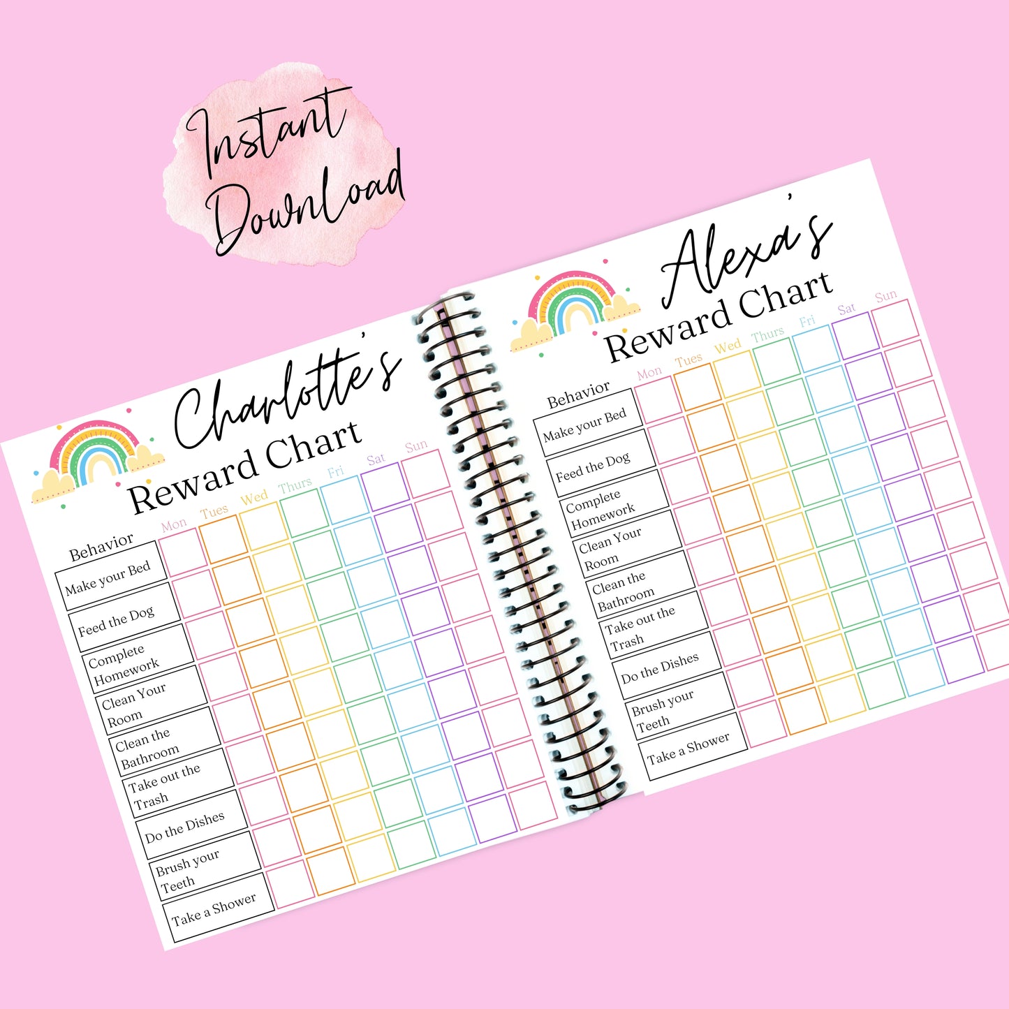 Reward Chart for Kids Printable Template in Canva, Editable Template