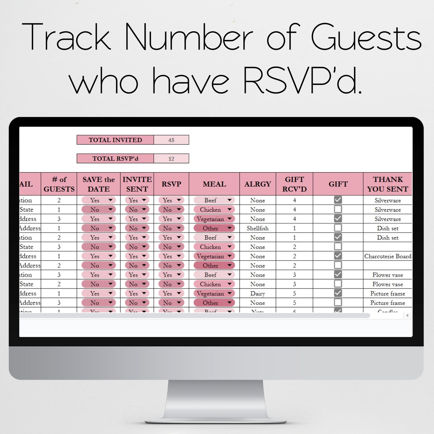Guest List Template Google Sheets and Excel Spreadsheet