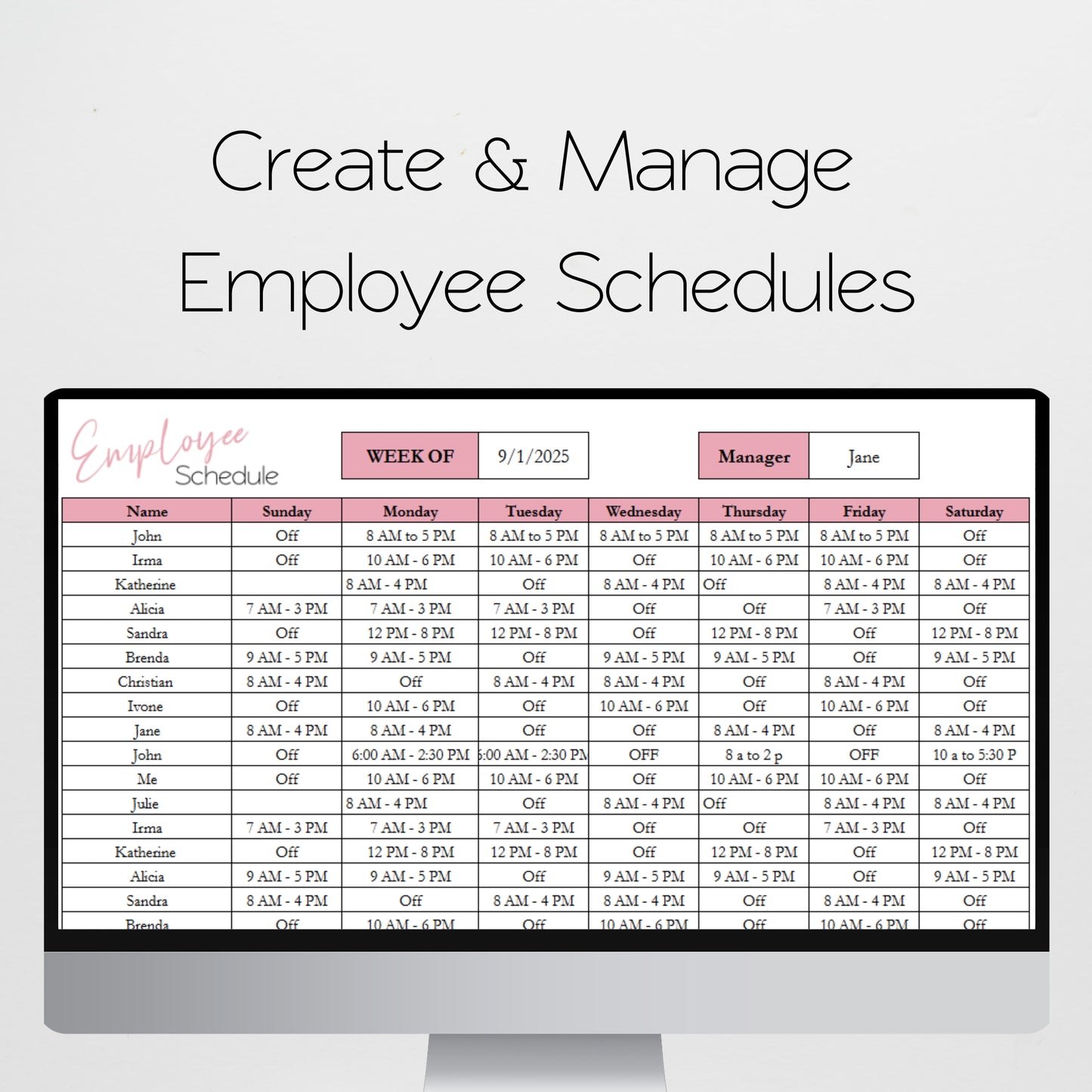 Employee Management Template Planner for Small Business Google Sheet and Excel Spreadsheet Bundle