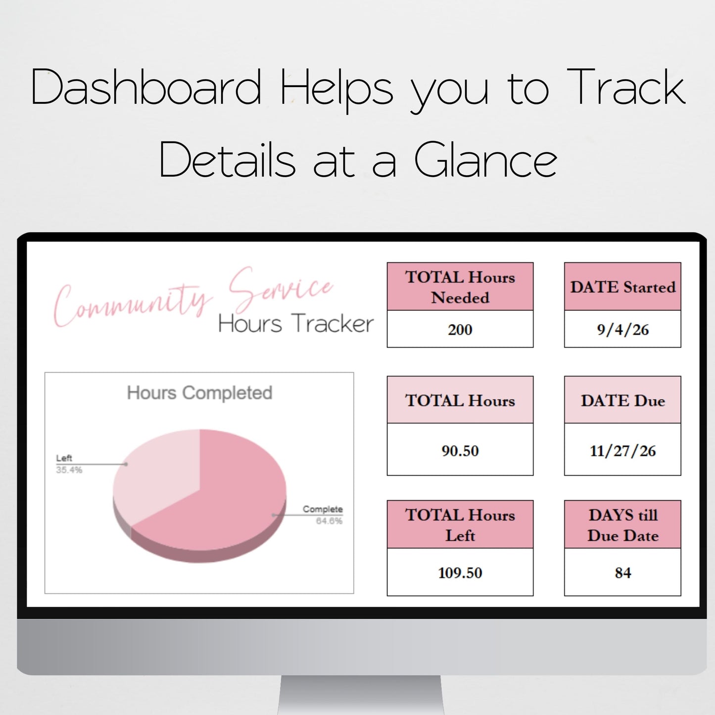 Community Service Hours Log Spreadsheet | Student Service Record & Graduation Requirement Tracker | Google Sheets & Excel
