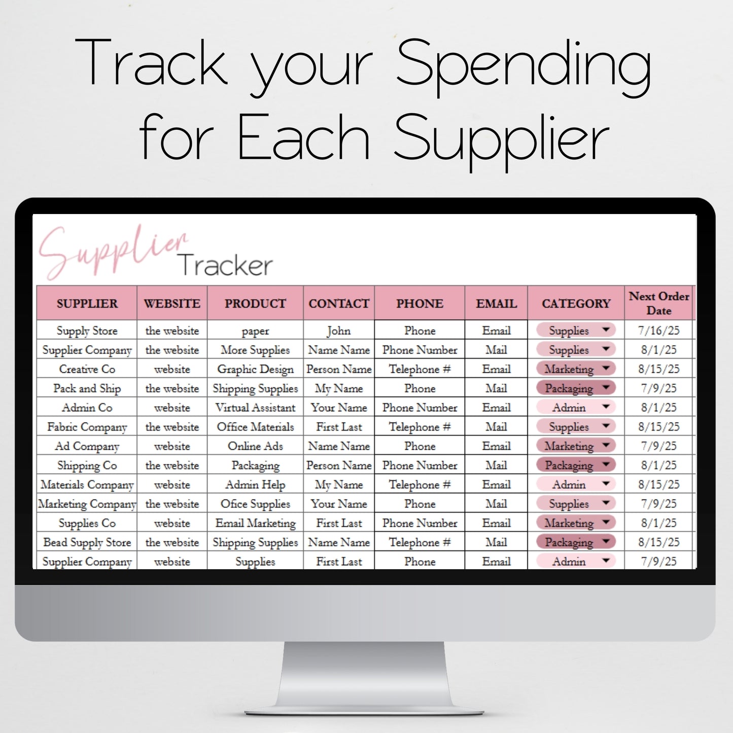 Supplier Tracker Template Google Sheet and Excel Spreadsheet