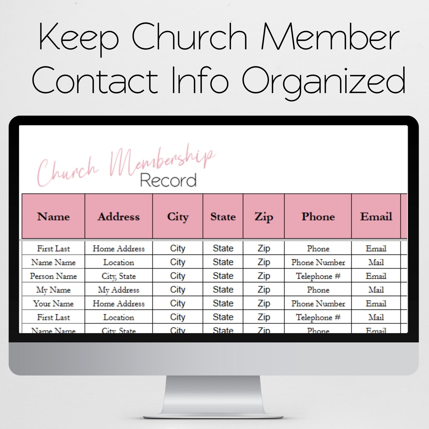 Church Membership Record Google Sheet and Excel Spreadsheet