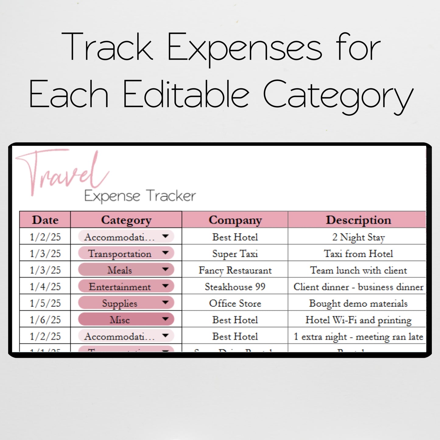 Travel Expense Tracker Spreadsheet Template Google Sheets and Excel Spreadsheet