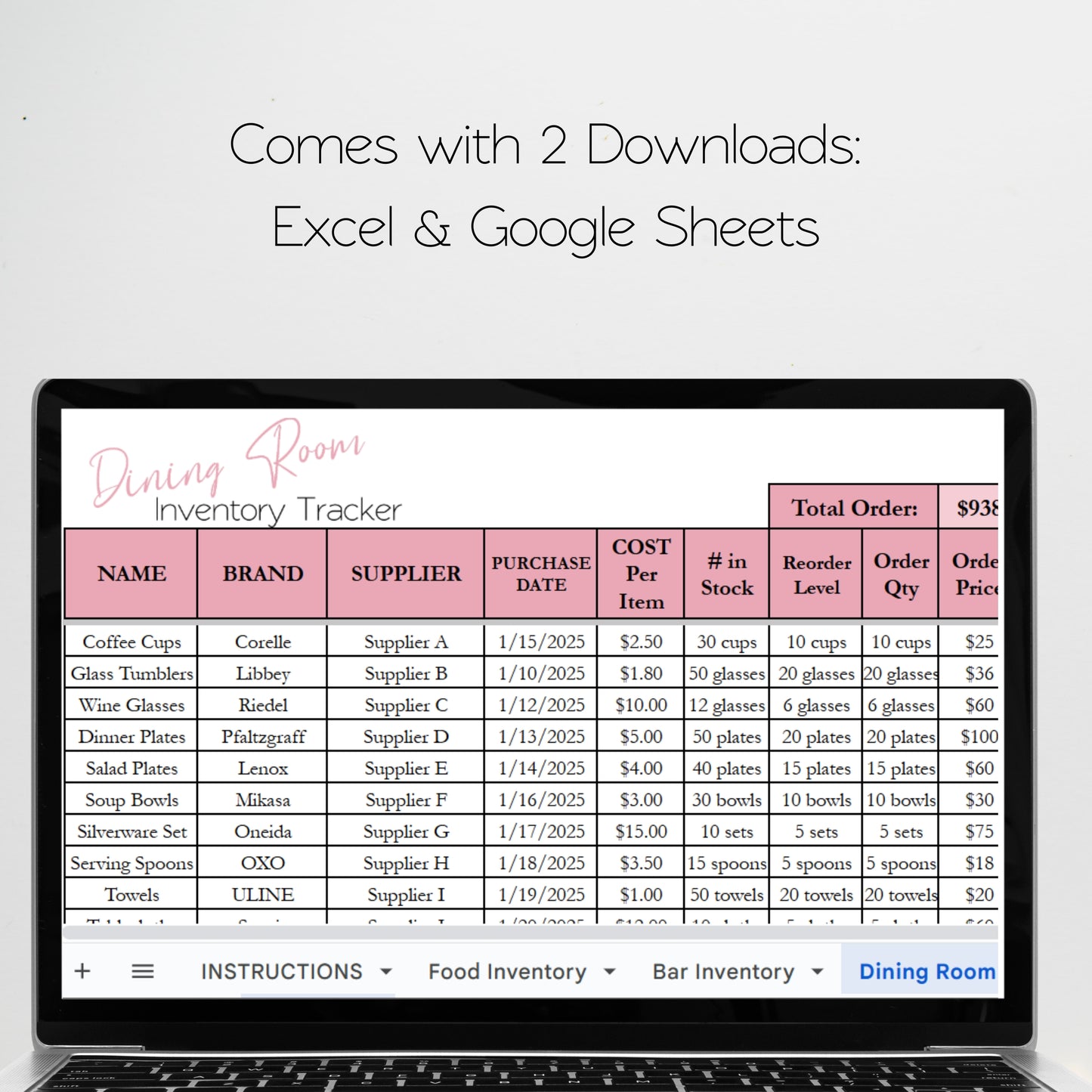 Restaurant Inventory Template Google Sheets