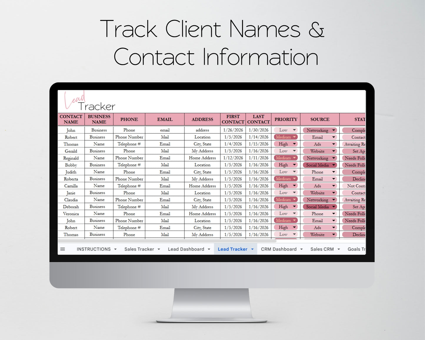 Sales Management Template Bundle -  Google Sheets and Excel Spreadsheet