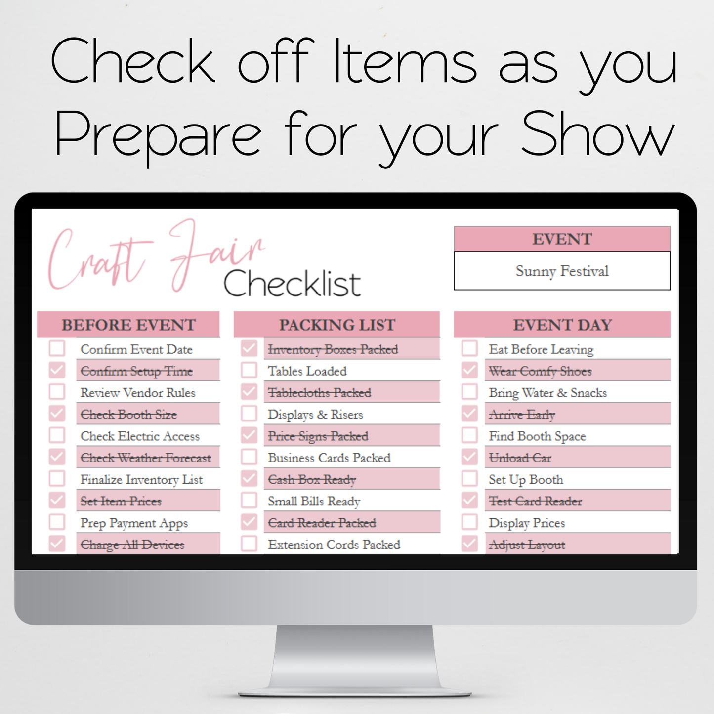 Craft Fair Tracker Template Bundle Google Sheets and Excel Spreadsheet