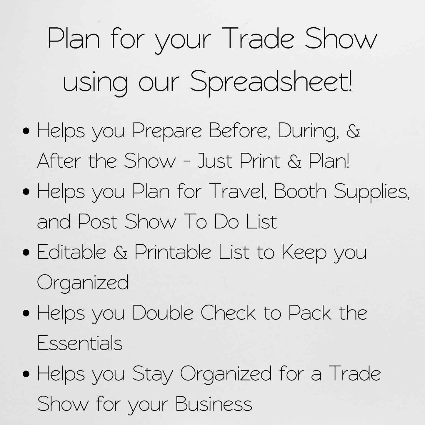 Trade Show Checklist Template for Google Sheets and Excel Spreadsheet