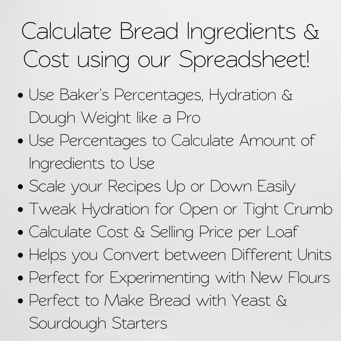 Bread Calculator Template Google Sheets and Excel Spreadsheet - Baking & Cost Calculator