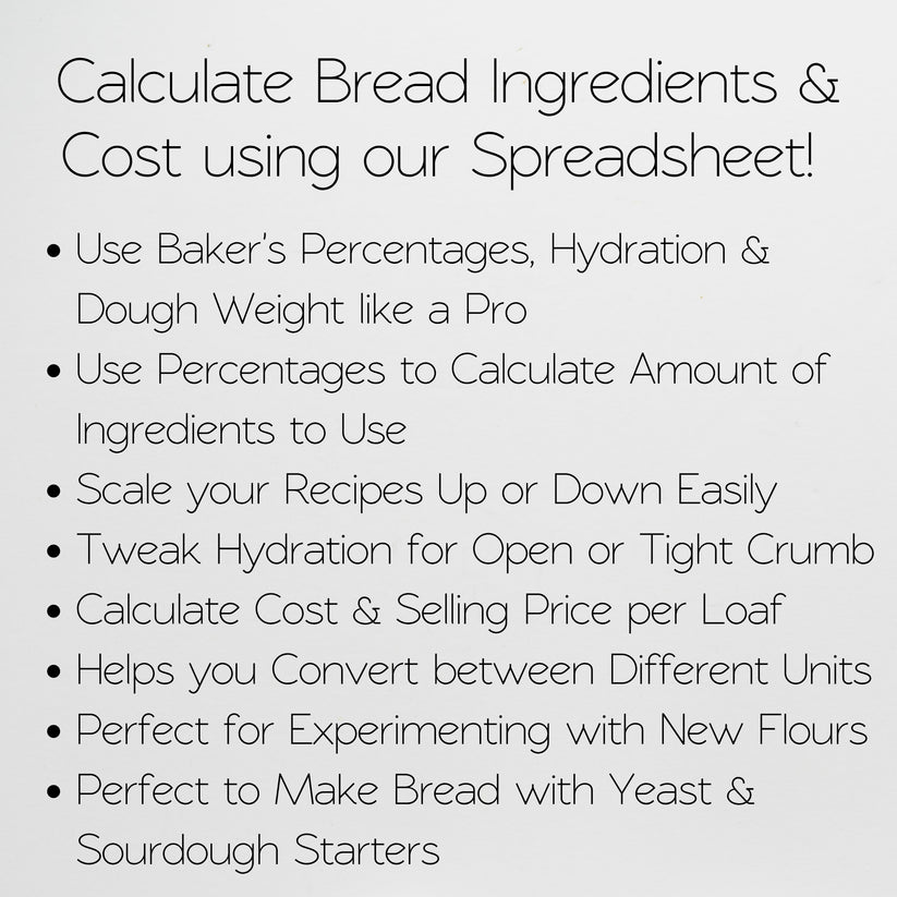 Bread Calculator Template Google Sheets and Excel Spreadsheet - Baking ...