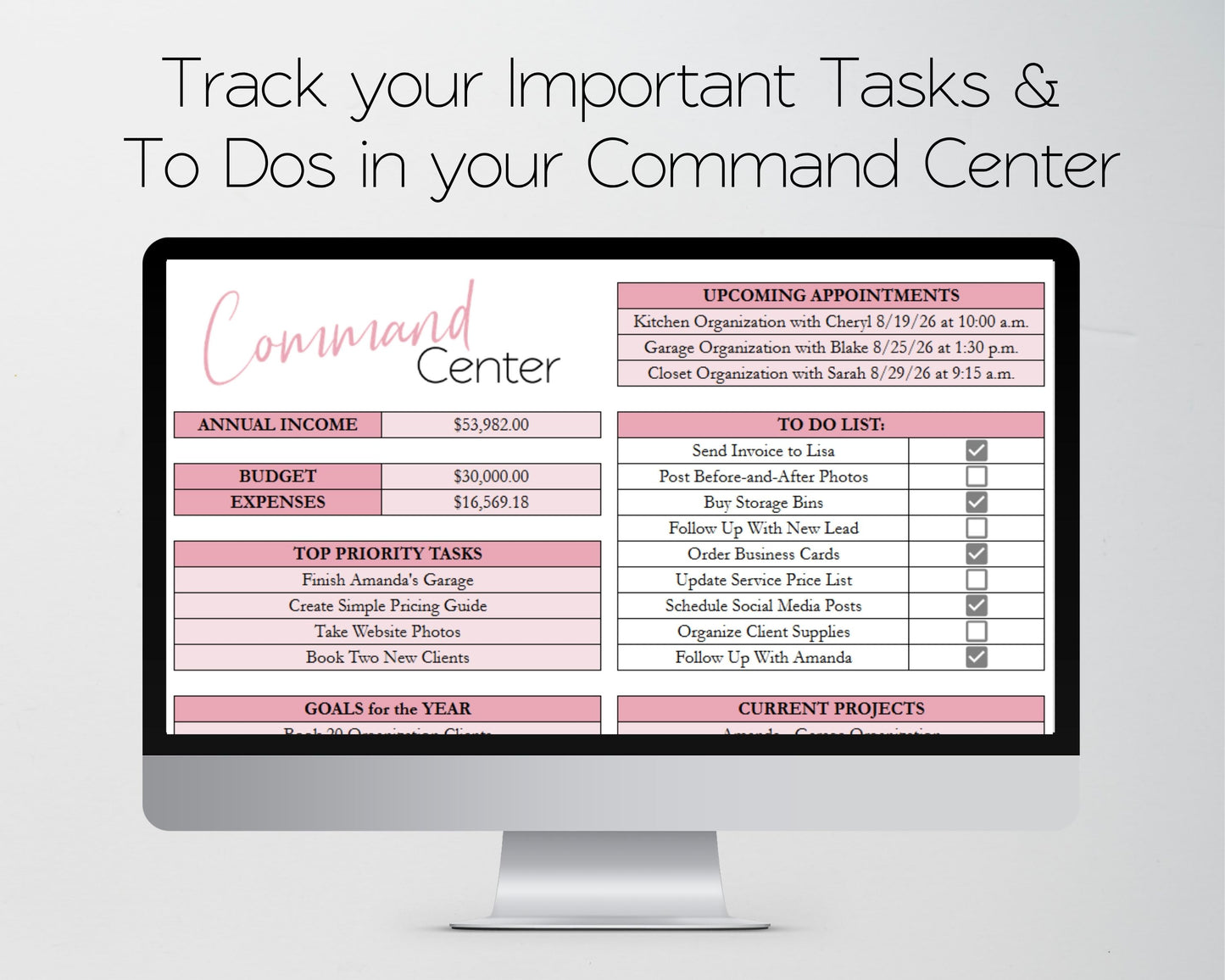 Organizing Business Spreadsheet Bundle | Google Sheets & Excel Spreadsheet for Professional Organizer