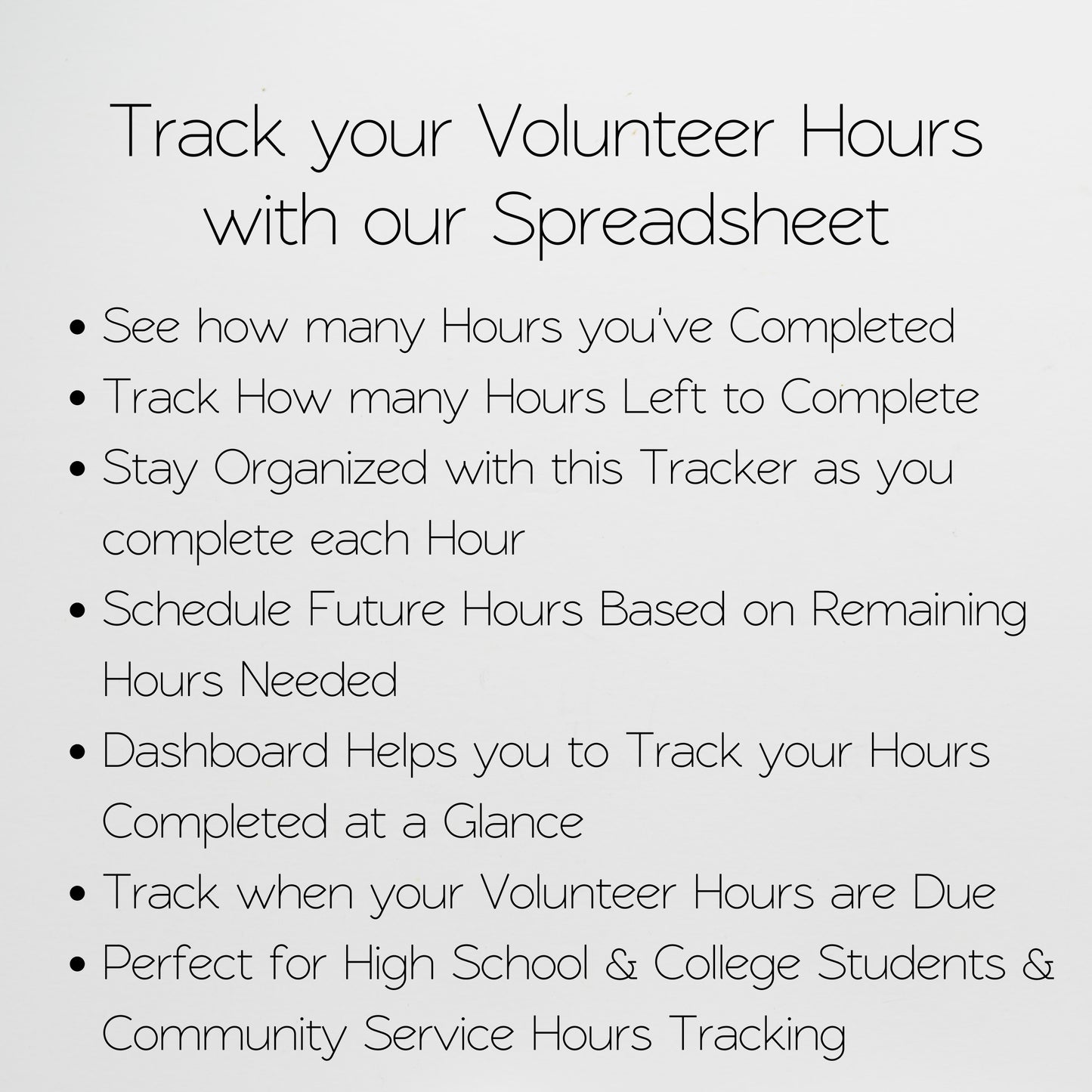 Volunteer Hours Log Template Google Sheets and Excel Spreadsheet