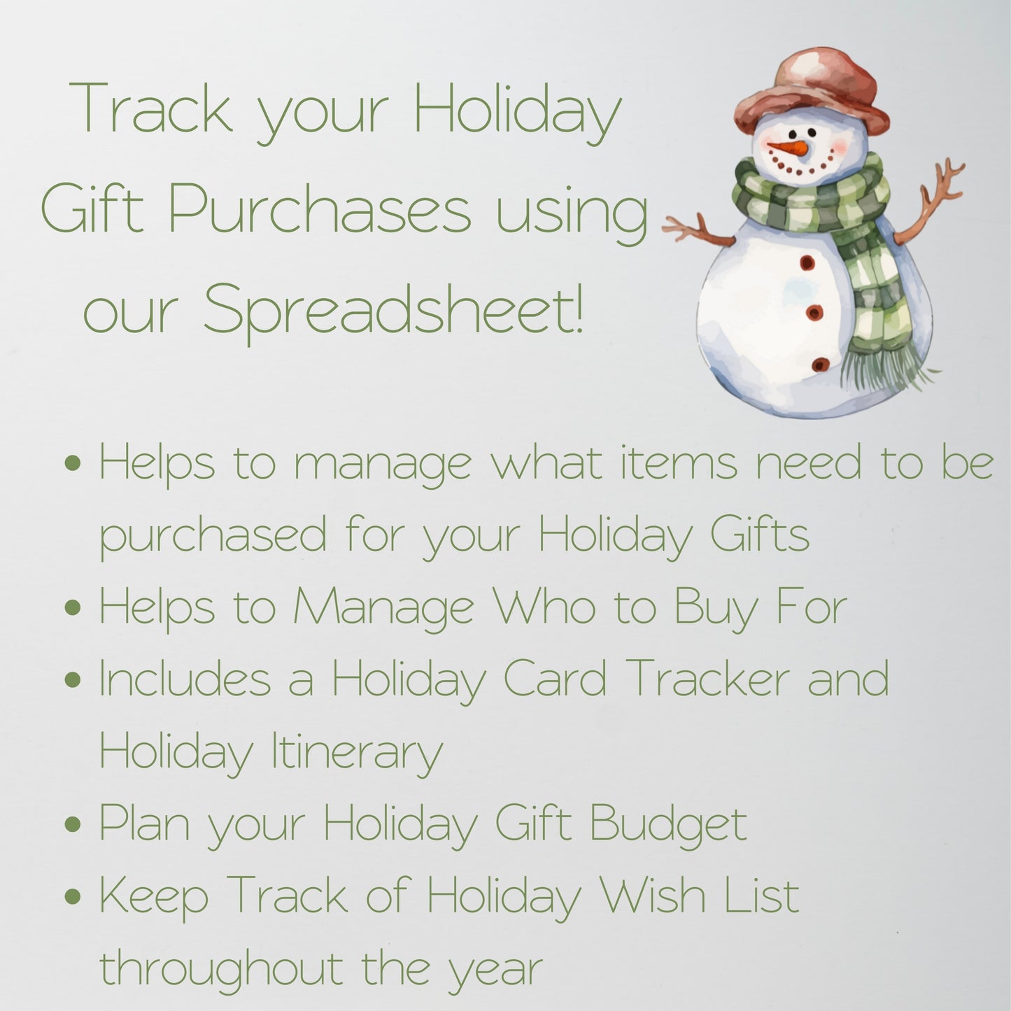 Holiday Gift Tracker Google Sheet, Christmas Planner Excel Spreadsheet