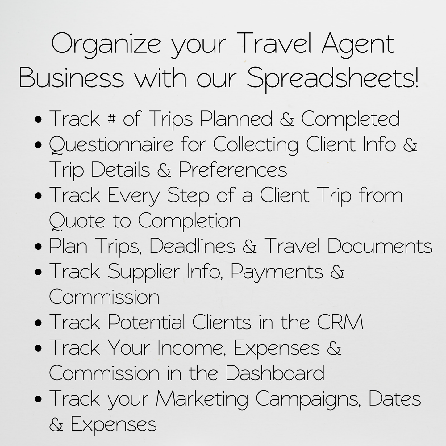 Travel Agent Planner Template Bundle Google Sheet and Excel Spreadsheet
