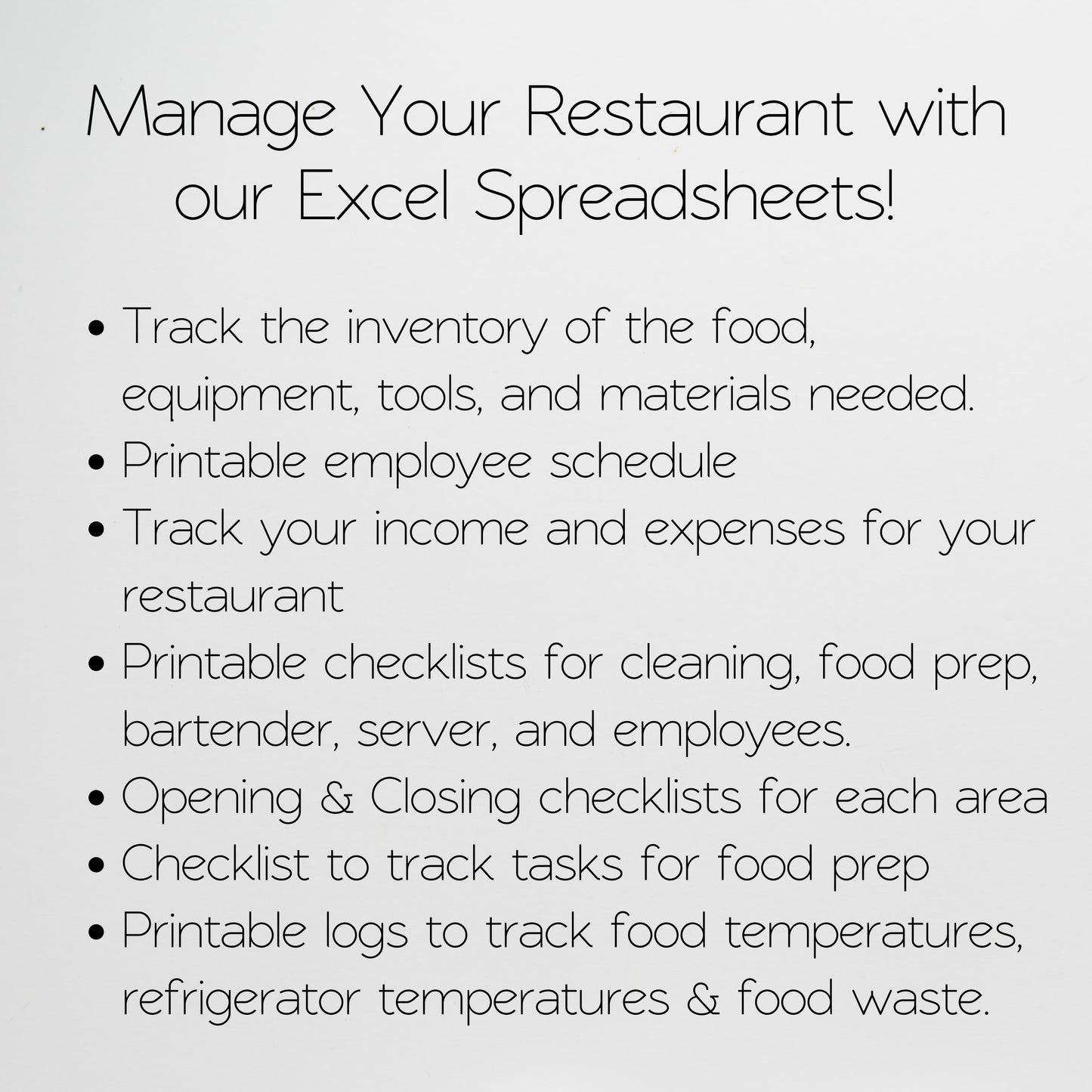 Restaurant Management Templates - Google Sheets & Excel Spreadsheet