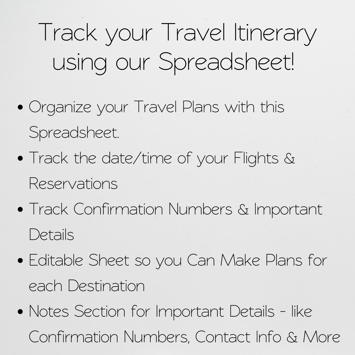 Travel Itinerary Template Google Sheets and Excel Spreadsheet