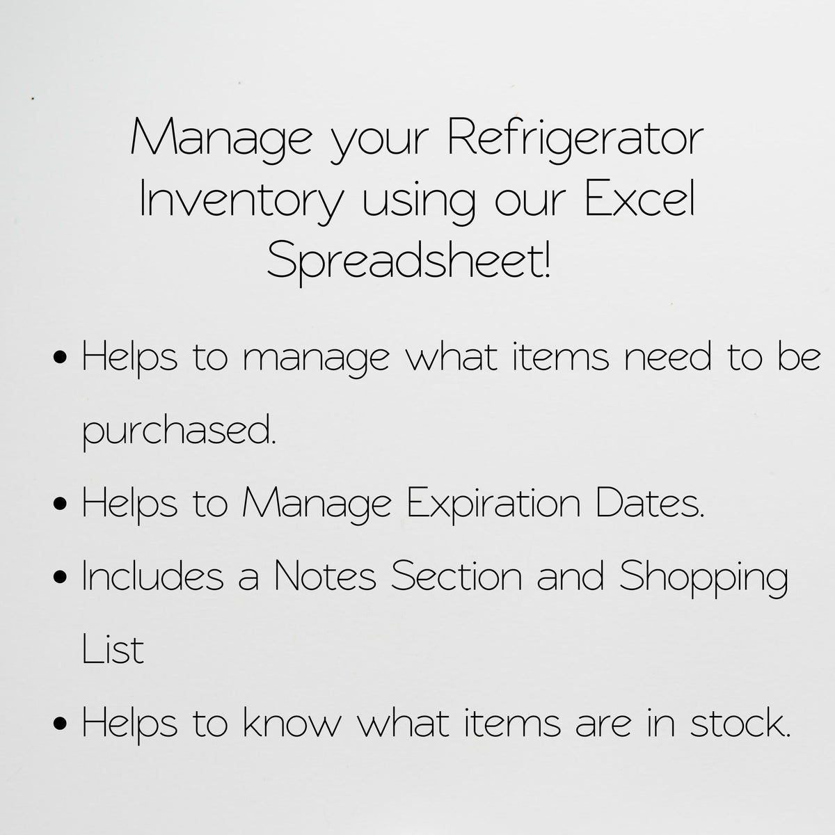 Fridge Stock Matrix Example Refrigerator Inventory Google Sheet and Excel Spreadsheet – Savvy and ...