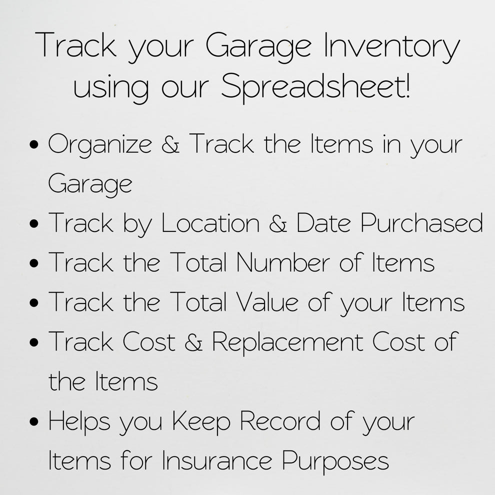 Excell Garage Inventory.pdf Garage Inventory Tracker Template for Google Sheets and Excel Spreadsh ...