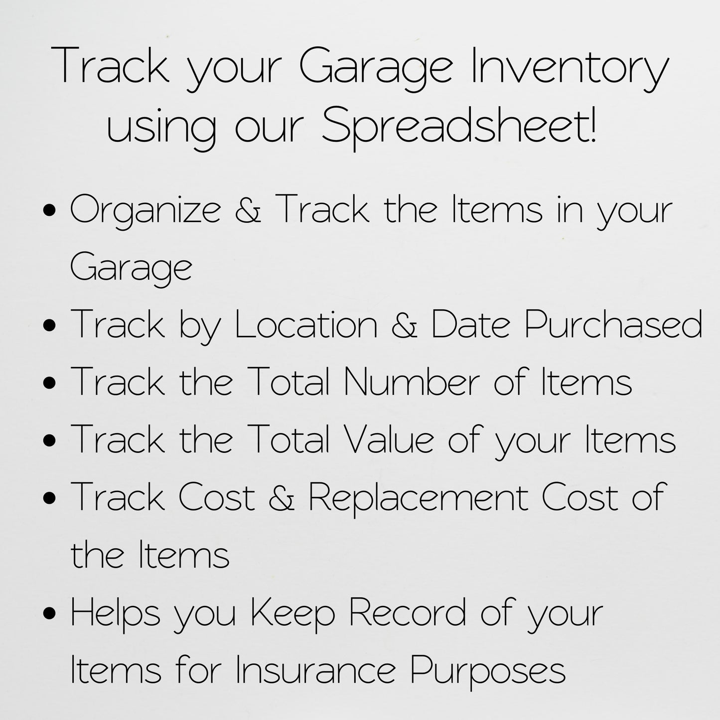 Garage Inventory Tracker Template for Google Sheets and Excel Spreadsheet