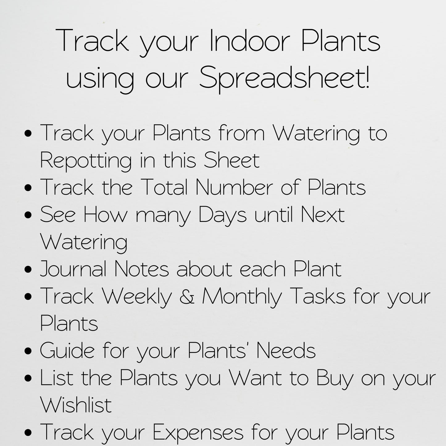 Indoor Plant Planner Template Excel Spreadsheet and Google Sheets