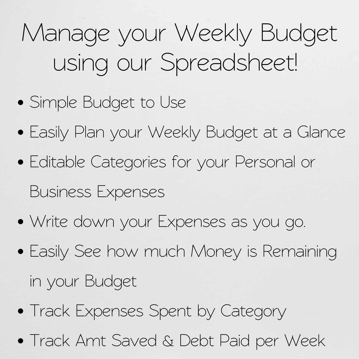 Weekly Budget Template Google Sheets and Excel Spreadsheet