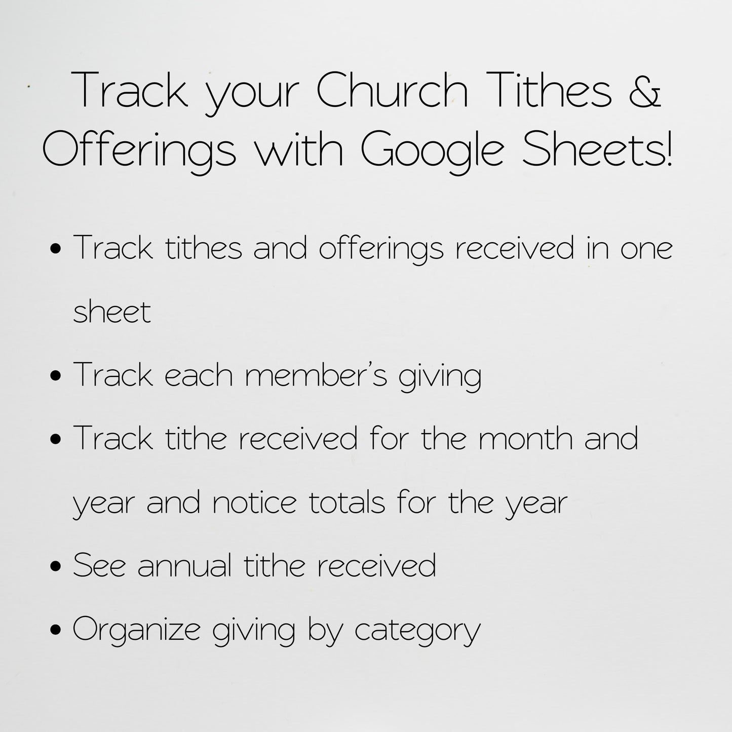 Church Tithing Template Excel Spreadsheet and Google Sheets