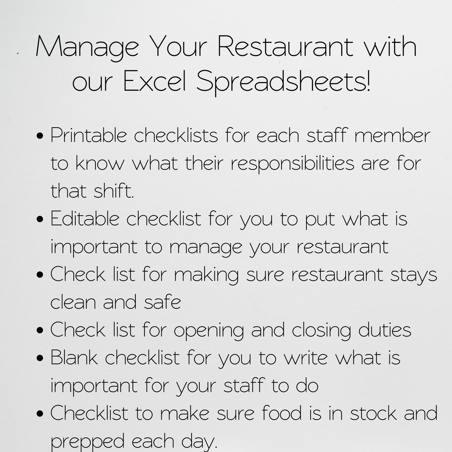 Restaurant Checklist Template Bundle Google Sheets