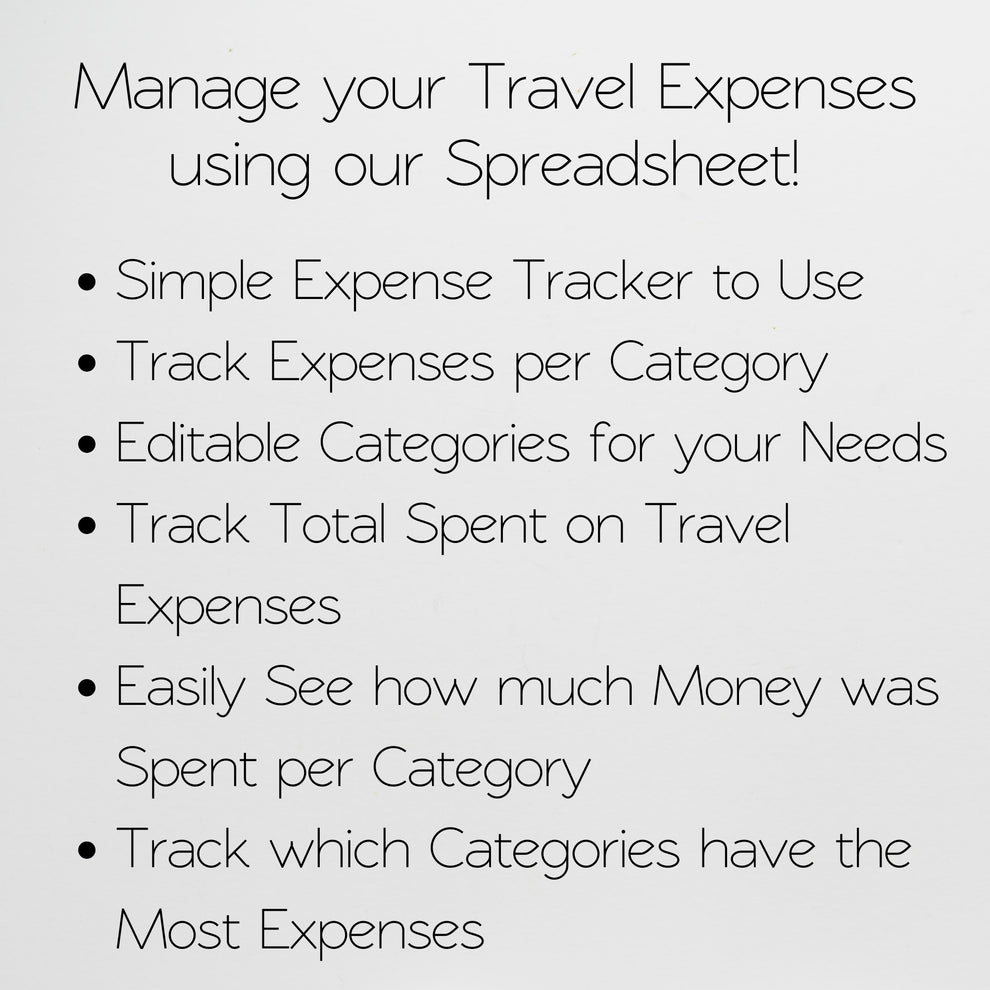 Travel Expense Tracker Spreadsheet Template Google Sheets and Excel Sp ...