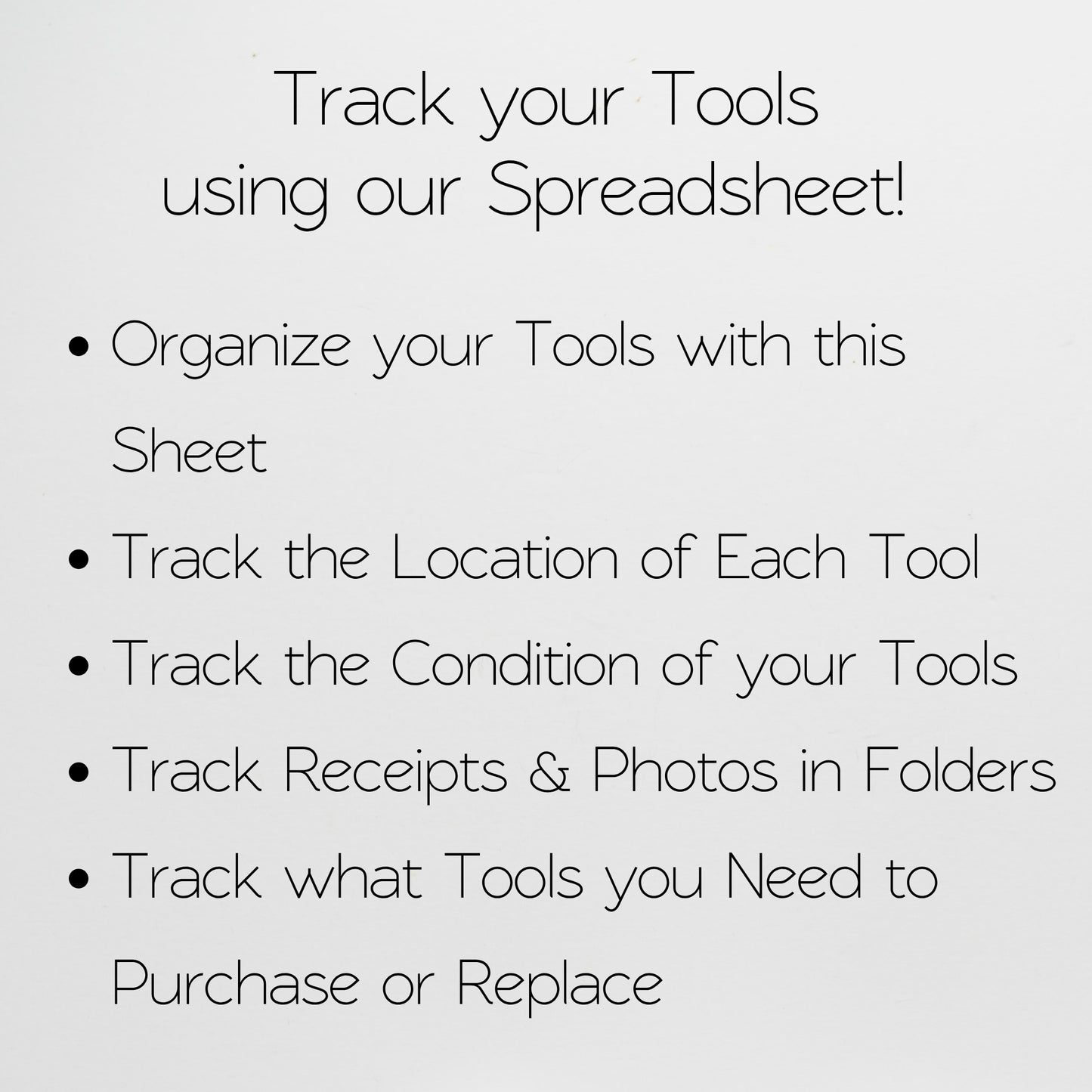 Tool Inventory Template for Google Sheets and Excel Spreadsheet