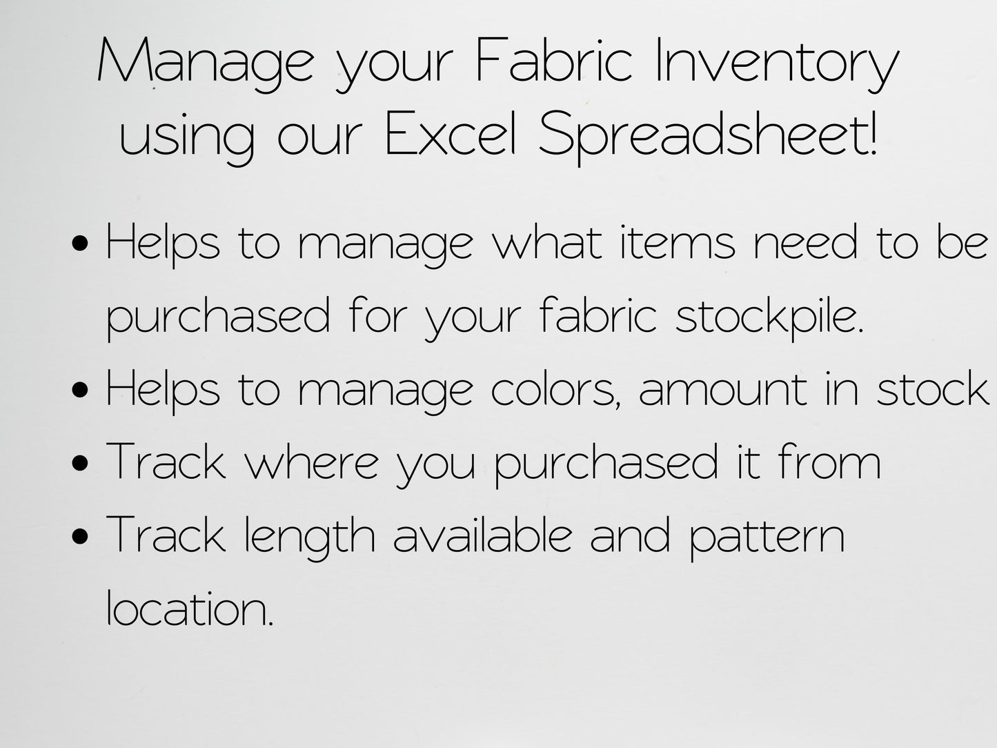 Fabric Inventory Tracker Google Sheet