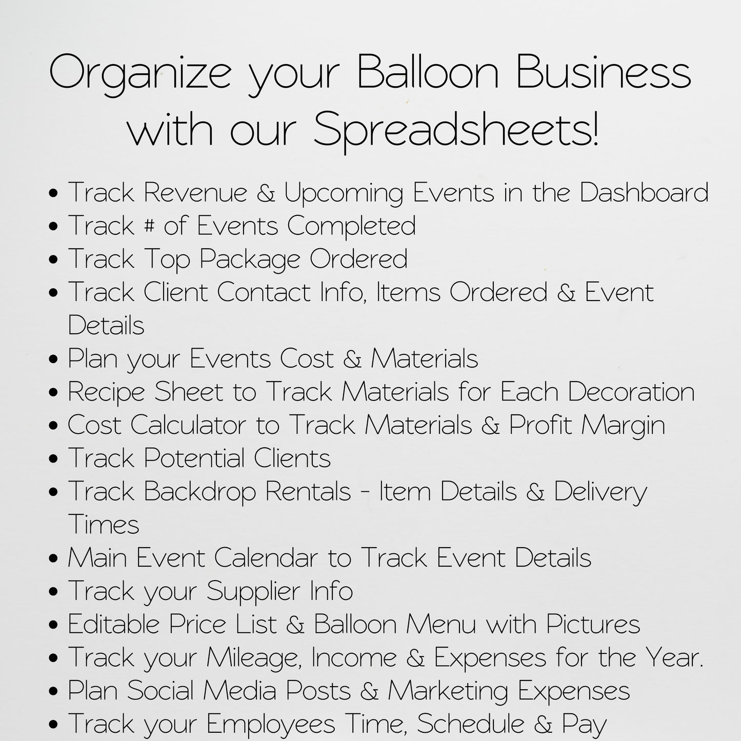 Balloon Business Template Bundle Google Sheet and Excel Spreadsheet