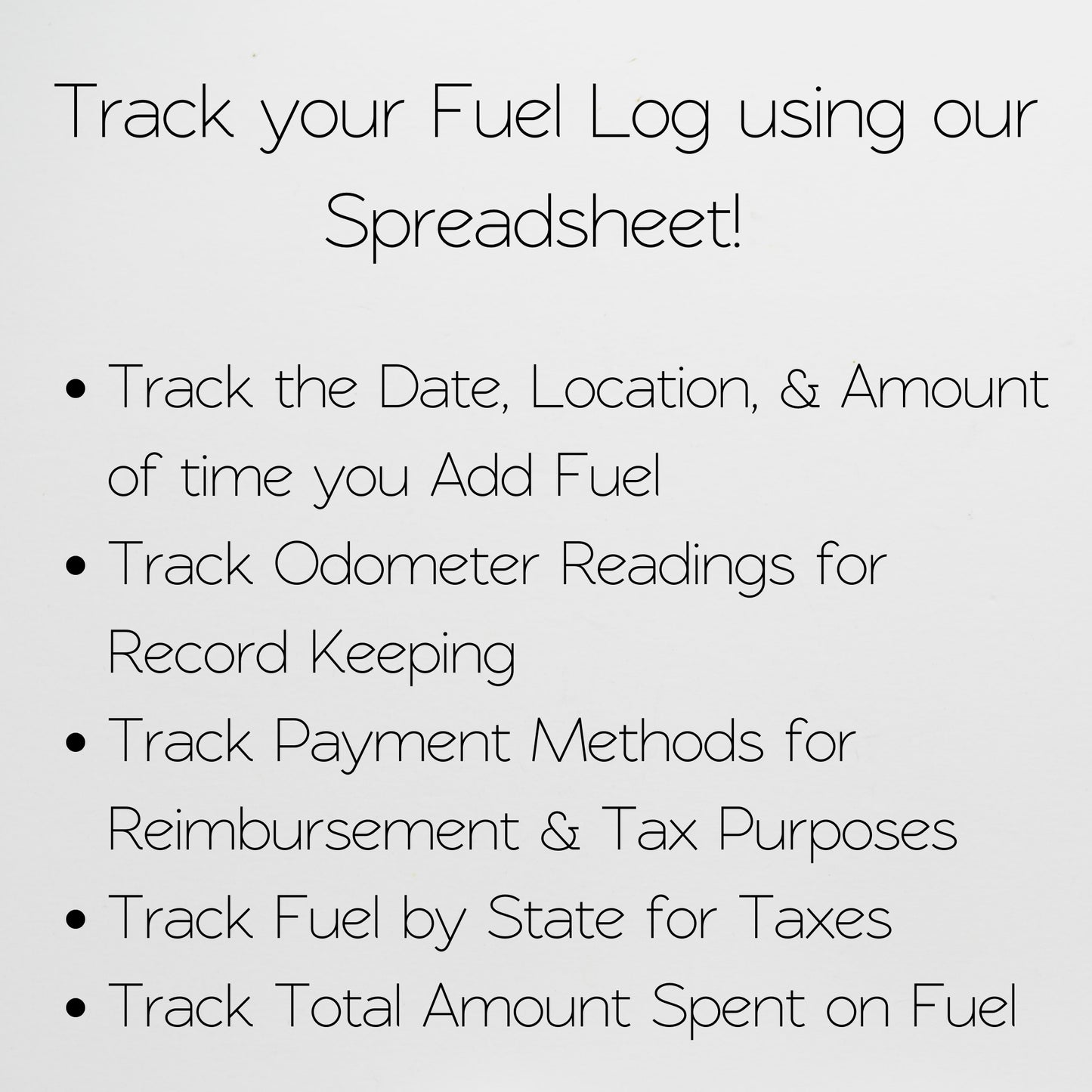 Fuel Log Template Google Sheets and Excel Spreadsheet - Gas Tracker