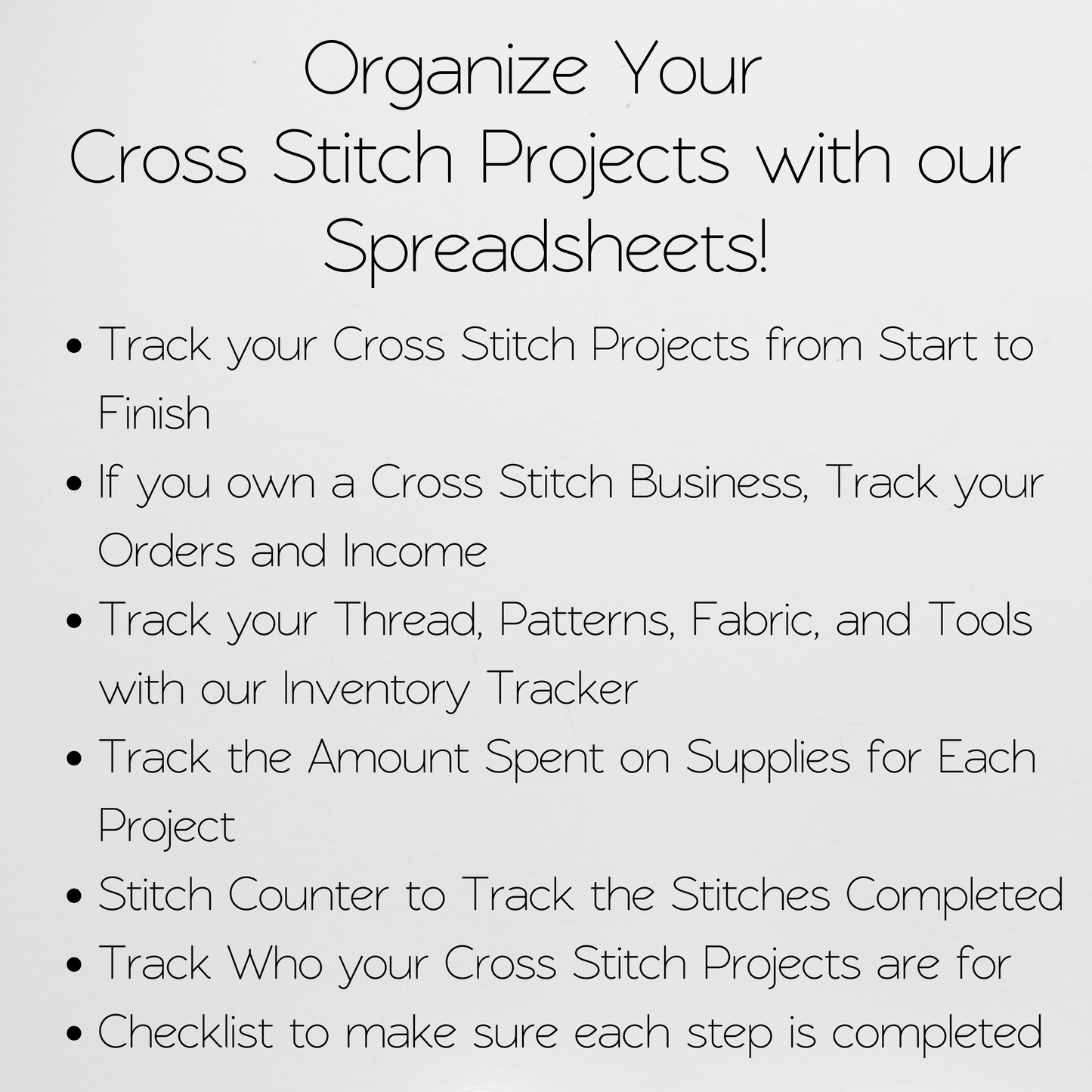 Cross Stitch Planner Template Google Sheet and Excel Spreadsheet